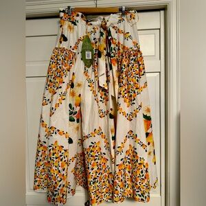 Farm Rio full cashew design cotton skirt with lining and pockets. MSRP $195